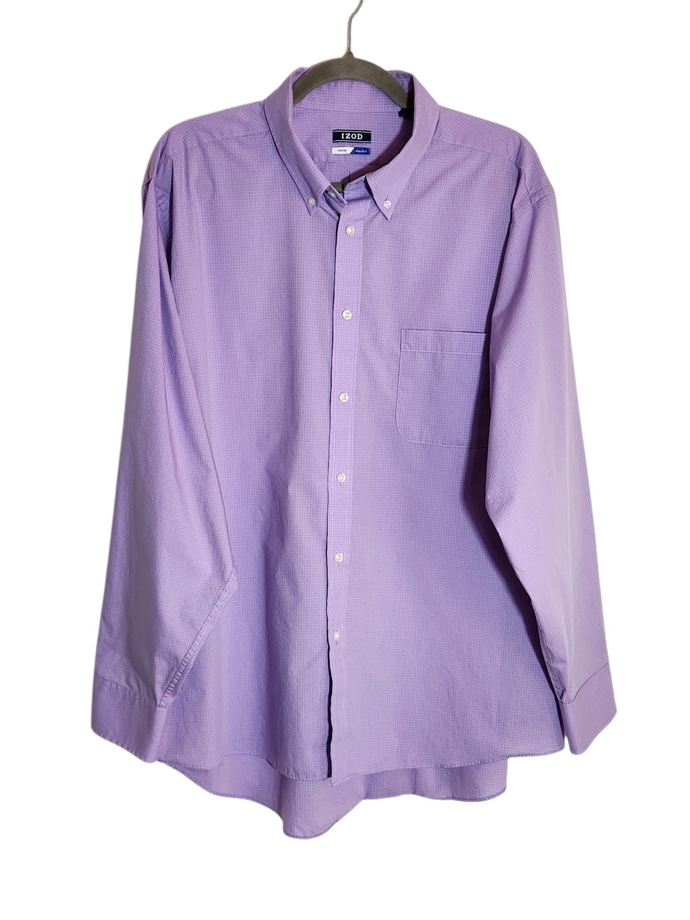 IZOD Purple Check Long Sleeve Button Down Shirt Size XL